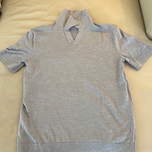 Men’s polo - gray linen/cotton blend.
